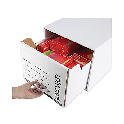 Universal Heavy-Duty Storage Drawers, Letter Files, 14" x 25.5" x 11.5", White, 6/Carton (UNV85300)
