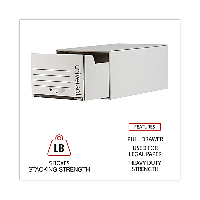 Universal Heavy-Duty Storage Drawers, Legal Files, 17.25" x 25.5" x 11.5", White, 6/Carton (UNV85301)