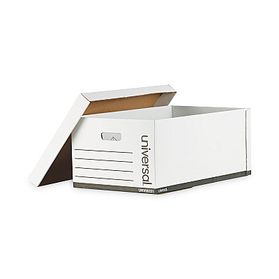 Universal Medium-Duty Easy Assembly Storage Box, Legal Files, White, 12/Carton (UNV95221)