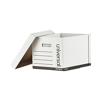 Universal Heavy-Duty Fast Assembly Lift-Off Lid Storage Box, Letter/Legal Files, White, 12/Carton (UNV95224)