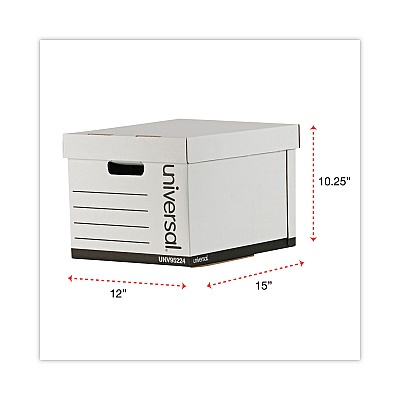 Universal Heavy-Duty Fast Assembly Lift-Off Lid Storage Box, Letter/Legal Files, White, 12/Carton (UNV95224)