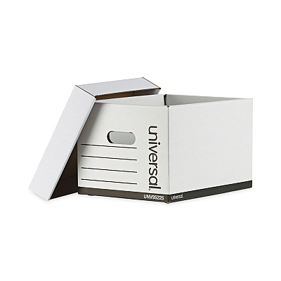 Universal Professional-Grade Heavy-Duty Storage Boxes, Letter/Legal Files, White, 12/Carton (UNV95225)