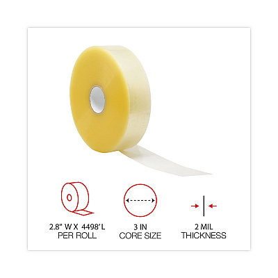 Universal Clear Packaging Tape, 3" Core, 72 mm x 1,371 m, Clear, 4/Carton (UNV913013)