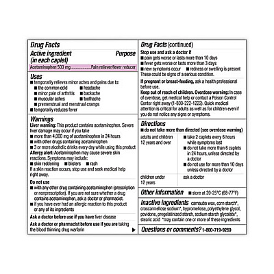 Berkley Jensen Extra Strength Acetaminophen Tablets 500 mg, 500/Bottle (GRR22000629)