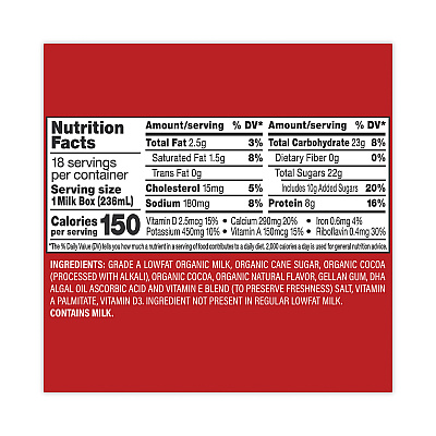 Horizon Organic Low Fat Milk, Chocolate, 8 oz, 18/Carton (GRR22000536)