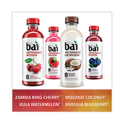 Bai Antioxidant Infused Beverage, Variety Pack, 18 oz Bottle, 15/Carton (GRR22000656)