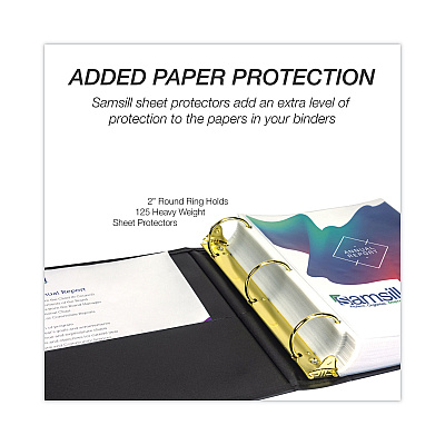 Samsill Classic Collection Ring Binder, 3 Rings, 2" Capacity, 11 x 8.5, Black (SAM15160)