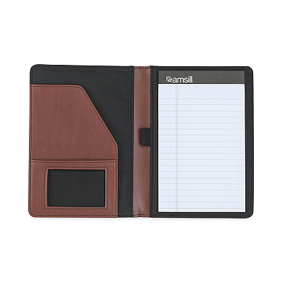 Samsill Contrast Stitch Leather Padfolio, 6.25w x 8.75h, Open Style, Brown (SAM71736)