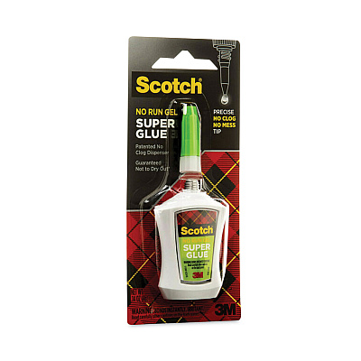 Scotch Super Glue No-Run Gel with Precision Applicator, 0.14 oz, Dries Clear (MMMAD125)