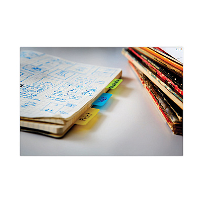 Post-it Tabs 2" Plain Solid Color Angled Tabs, 1/5-Cut, Assorted Colors, 2" Wide, 24/Pack (MMM686AALYR)