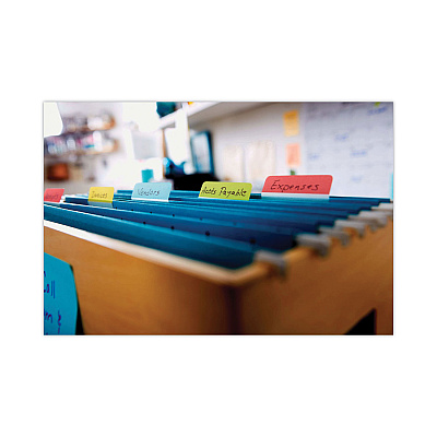 Post-it Tabs 2" Plain Solid Color Angled Tabs, 1/5-Cut, Assorted Colors, 2" Wide, 24/Pack (MMM686AALYR)