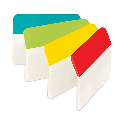 Post-it Tabs 2" Plain Solid Color Angled Tabs, 1/5-Cut, Assorted Colors, 2" Wide, 24/Pack (MMM686AALYR)