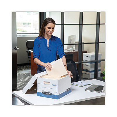 Bankers Box STOR/FILE Medium-Duty 100% Recycled Storage Boxes, Legal Files, 15.88" x 25.38" x 10.25", Kraft/Green, 12/Carton (FEL1270201)