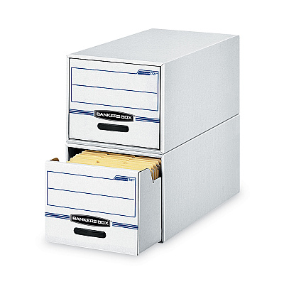Bankers Box STOR/DRAWER Basic Space-Savings Storage Drawers, Legal Files, 16.75 x 19.5 x 11.5, White/Blue (FEL00722EA)