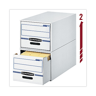 Bankers Box STOR/DRAWER Basic Space-Savings Storage Drawers, Legal Files, 16.75 x 19.5 x 11.5, White/Blue (FEL00722EA)