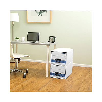 Bankers Box STOR/DRAWER Basic Space-Savings Storage Drawers, Legal Files, 16.75 x 19.5 x 11.5, White/Blue (FEL00722EA)