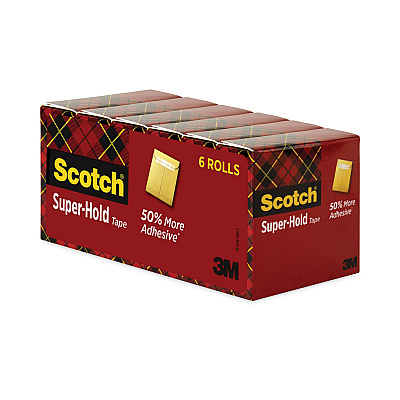 Scotch Super-Hold Tape Refill, 1" Core, 0.75" x 27.77 yds, Transparent, 6/Pack (MMM700K6)