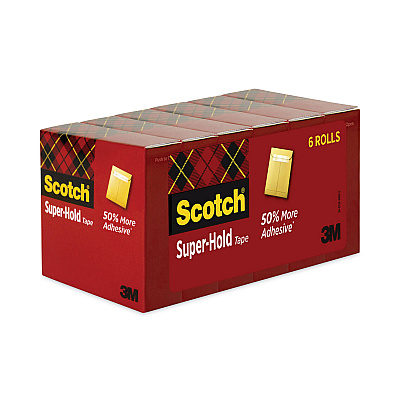Scotch Super-Hold Tape Refill, 1" Core, 0.75" x 27.77 yds, Transparent, 6/Pack (MMM700K6)