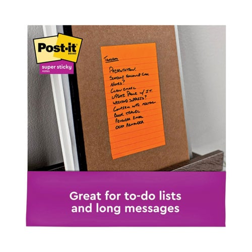 Post-it Notes Super Sticky Pads in Energy Boost Collection Colors, Note Ruled, 5" x 8", 45 Sheets/Pad, 4 Pads/Pack (5845SSUC)