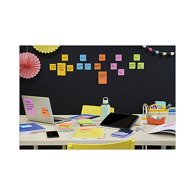 Post-it Notes Super Sticky Pads in Energy Boost Collection Colors, Note Ruled, 5" x 8", 45 Sheets/Pad, 4 Pads/Pack (MMM5845SSUC)