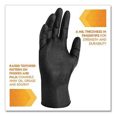 KleenGuard G10 Kraken Grip Nitrile Gloves, Small, 6 mil Thick, 9.5" Long, Black, 100/Box, 10 Boxes/Carton (49275)