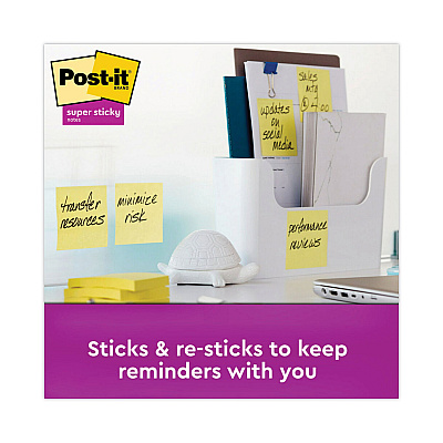 Post-it Notes Super Sticky Pads in Canary Yellow, Value Pack, 3" x 3", 90 Sheets/Pad, 24 Pads/Pack (MMM65424SSCY)