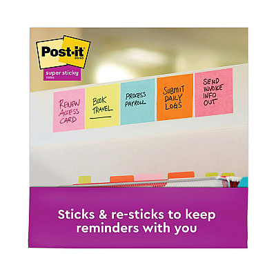 Post-it Notes Super Sticky Self-Stick Notes Office Pack, 3" x 3", Supernova Neons Collection Colors, 90 Sheets/Pad, 24 Pads/Pack (MMM65424SSCYM)
