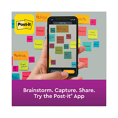 Post-it Notes Super Sticky Self-Stick Notes Office Pack, 3" x 3", Supernova Neons Collection Colors, 90 Sheets/Pad, 24 Pads/Pack (MMM65424SSCYM)