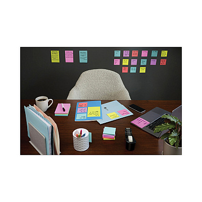 Post-it Notes Super Sticky Self-Stick Notes Office Pack, 3" x 3", Supernova Neons Collection Colors, 90 Sheets/Pad, 24 Pads/Pack (MMM65424SSCYM)