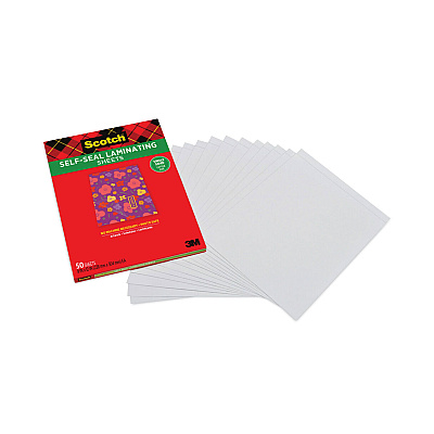 Scotch Self-Sealing Laminating Sheets, 6 mil, 9.06 x 11.63, Gloss Clear, 50/Pack (MMM70005182392)