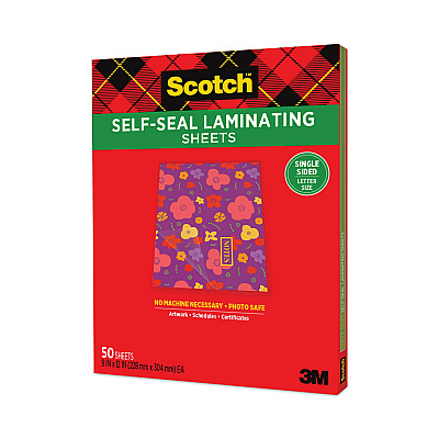 Scotch Self-Sealing Laminating Sheets, 6 mil, 9.06 x 11.63, Gloss Clear, 50/Pack (MMM70005182392)