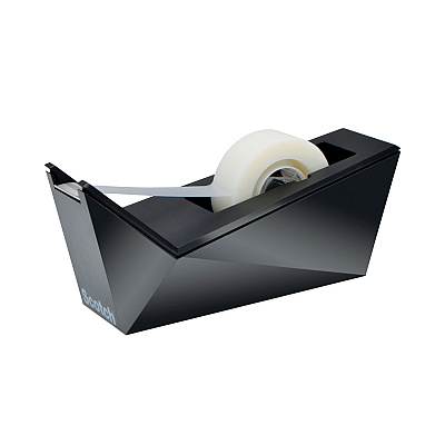 Scotch Facet Design One-Handed Dispenser with One Roll of Tape, 1" Core, Plastic, Black (MMMC17MB0)