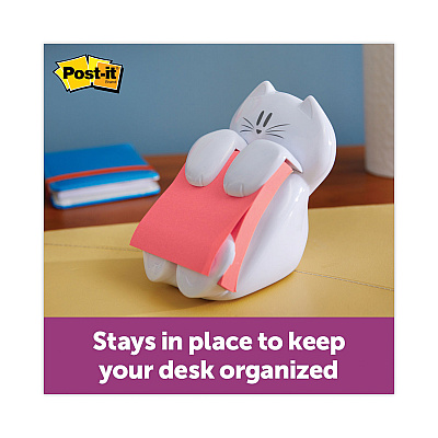 Post-it Pop-up Notes Super Sticky Cat Notes Dispenser, For 3 x 3 Pads, White, Includes (1) Rio de Janeiro Super Sticky Pop-up Pad (MMMCAT330)