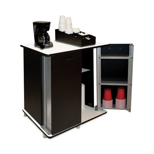 Vertiflex Refreshment Stand, Engineered Wood, 9 Shelves, 29.5" x 21" x 33", White/Black (35157)