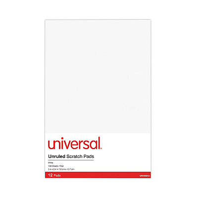Universal Scratch Pads, Unruled, 3 x 5, White, 100 Sheets, 12/Pack (UNV35613)