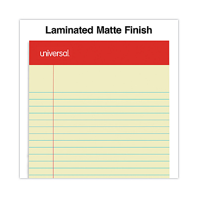 Universal Perforated Ruled Writing Pads, Narrow Rule, Red Headband, 50 Canary-Yellow 5 x 8 Sheets, Dozen (UNV46200)