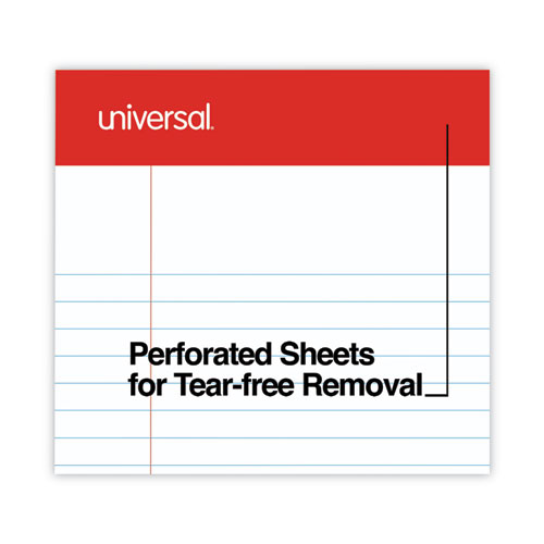 Universal Perforated Ruled Writing Pads, Narrow Rule, Red Headband, 50 White 5 x 8 Sheets, Dozen (46300)