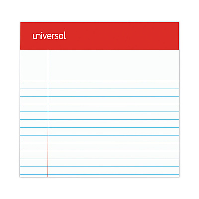 Universal Perforated Ruled Writing Pads, Narrow Rule, Red Headband, 50 White 5 x 8 Sheets, Dozen (UNV46300)
