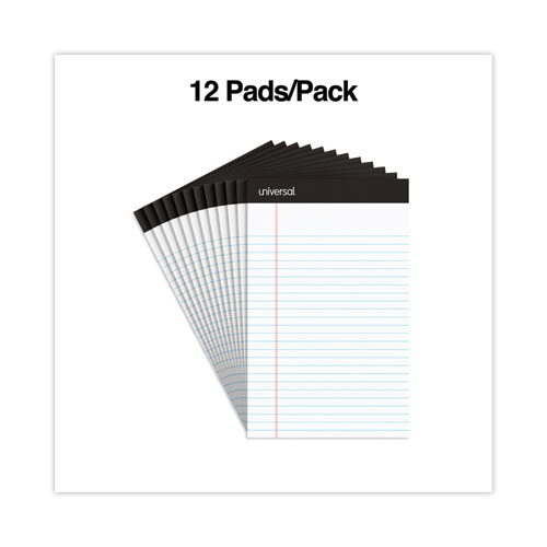 Universal Premium Ruled Writing Pads with Heavy-Duty Back, Narrow Rule, Black Headband, 50 White 5 x 8 Sheets, 12/Pack (57300)