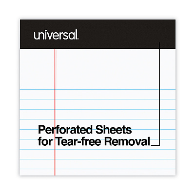 Universal Premium Ruled Writing Pads with Heavy-Duty Back, Narrow Rule, Black Headband, 50 White 5 x 8 Sheets, 12/Pack (UNV57300)