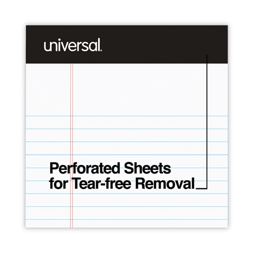 Universal Premium Ruled Writing Pads with Heavy-Duty Back, Narrow Rule, Black Headband, 50 White 5 x 8 Sheets, 12/Pack (57300)