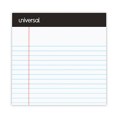 Universal Premium Ruled Writing Pads with Heavy-Duty Back, Narrow Rule, Black Headband, 50 White 5 x 8 Sheets, 12/Pack (UNV57300)