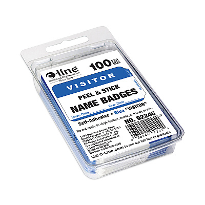 C-Line Self-Adhesive Name Badges, Hello My Name Is, Blue, 3.5 x 2.25, 100/BX (CLICLI92245)