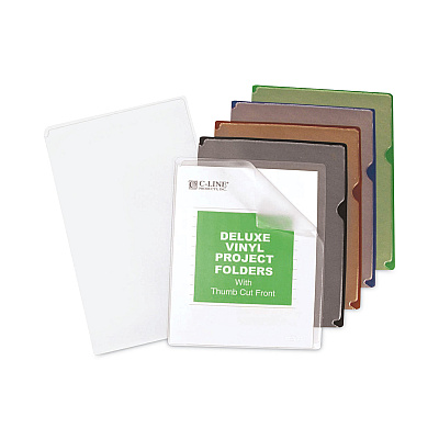 C-Line Deluxe Vinyl Project Folders, Letter Size, Assorted Colors, 35/Box (CLI62150)