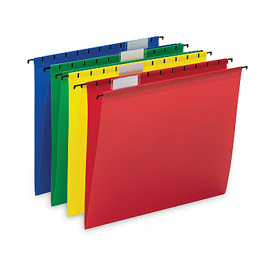 Smead Poly Hanging Folders, Letter Size, 1/5-Cut Tabs, Assorted Colors, 12/Pack (SMD64026)