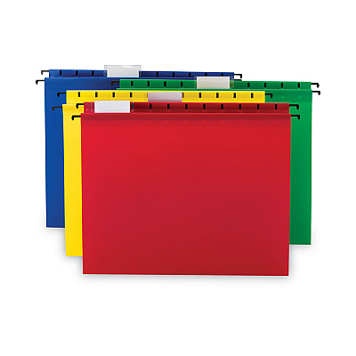 Smead Poly Hanging Folders, Letter Size, 1/5-Cut Tabs, Assorted Colors, 12/Pack (SMD64026)
