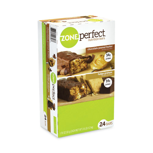 ZonePerfect Nutrition Bars Variety Pack, Chocolate Peanut Butter and Fudge Graham, 1.76 oz Bar, 24 Count, Ships in 1-3 Business Days (22000818)