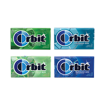 Orbit Sugar-Free Chewing Gum Variety Box, Four Mint Flavors, 14 Pieces/Pack, 18 Packs/Carton (GRR22000568)