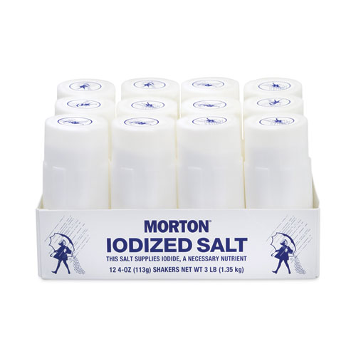 Morton Restaurant Style Iodized Salt Shakers, 4 oz, 12 Count, Ships in 1-3 Business Days (22000755)