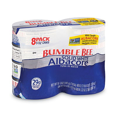 Bumble Bee Solid White Albacore Tuna in Water, 5 oz Can, 8/Pack (GRR22000701)